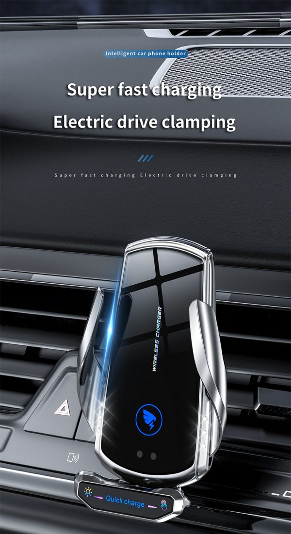 Suport auto Incarcare Wireless15W, Fixare in Grila Ventilatie - imagine 7